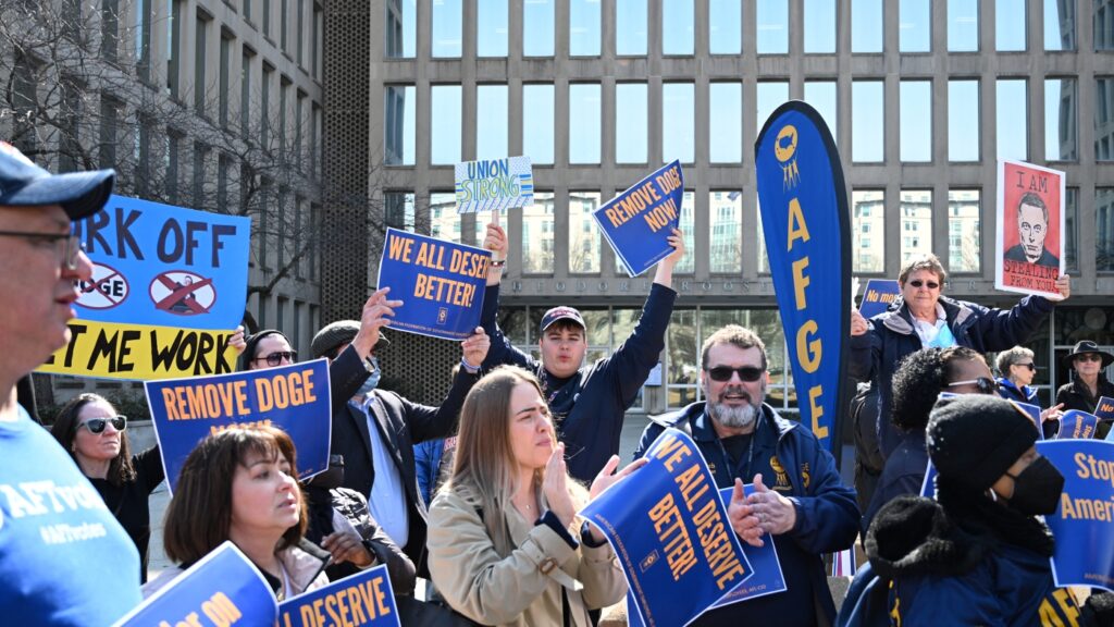 Trump moves to end union rights for federal employees : NPR