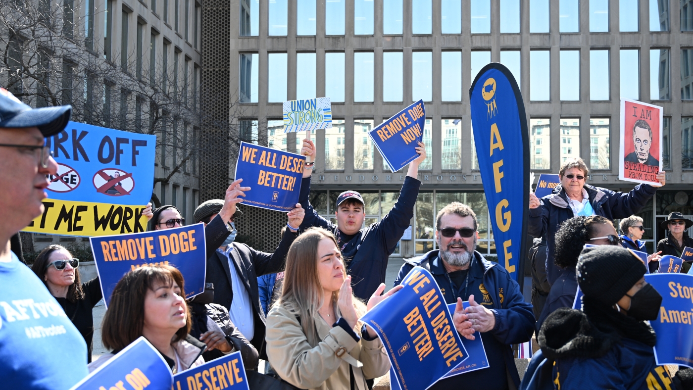 Trump moves to end union rights for federal employees : NPR