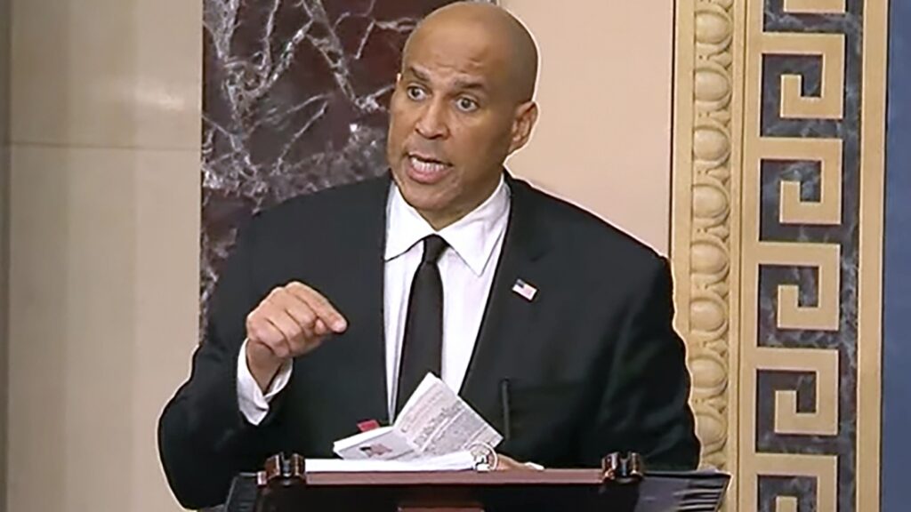 Cory Booker speaks overnight in Senate against Trump : NPR